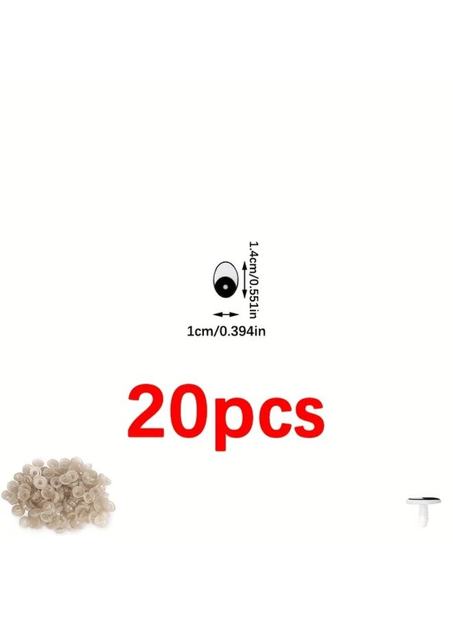 20 Pcs 6 Sizes 2.6cm Plastic Craft Eyes With Washers For Cartoon Doll Making Black Oval Safety Eyes For Crochet Animal Dolls - Image 3