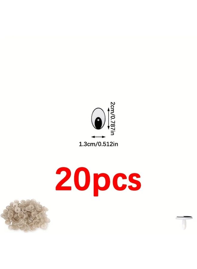 20 Pcs 6 Sizes 2.6cm Plastic Craft Eyes With Washers For Cartoon Doll Making Black Oval Safety Eyes For Crochet Animal Dolls - Image 5