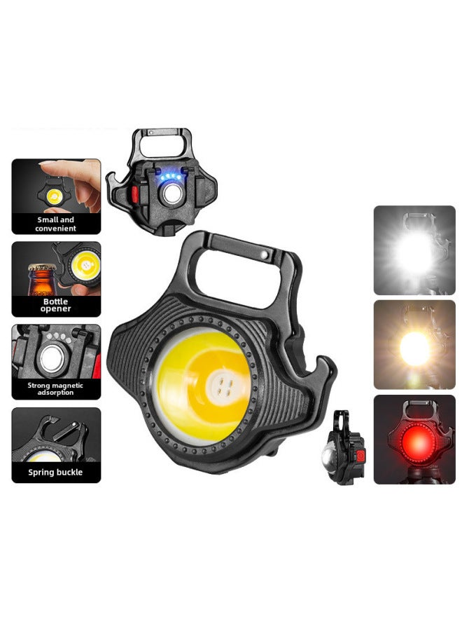 Mini Keychain Flashlight Type-c Charging Outdoor Camping Car Repair Multi-function Cob Work Light Portable Handheld Torch-Color:W5133  - Image 1