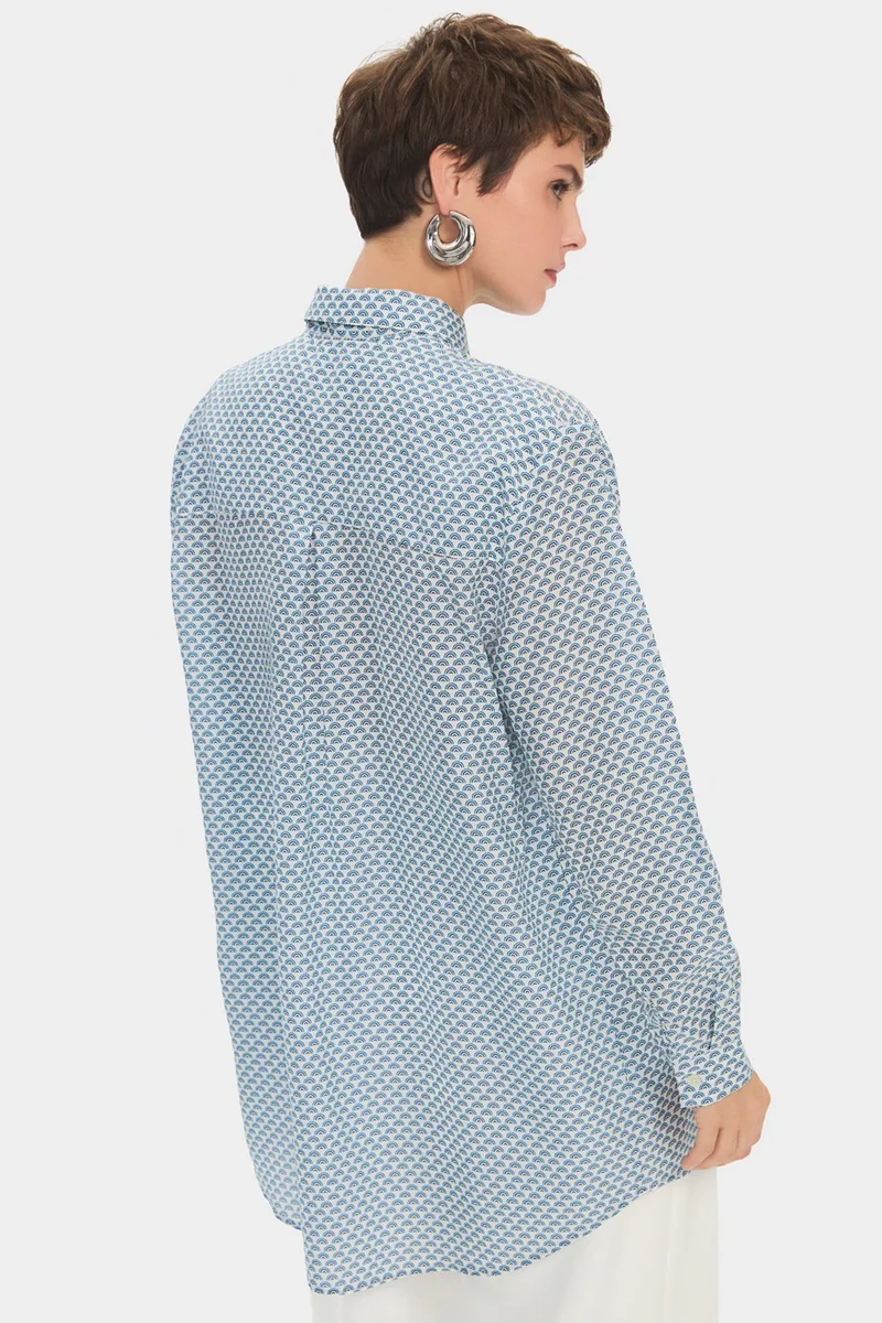 JUNE Women's Exclusive Wide Patterned Lyocell Shirt