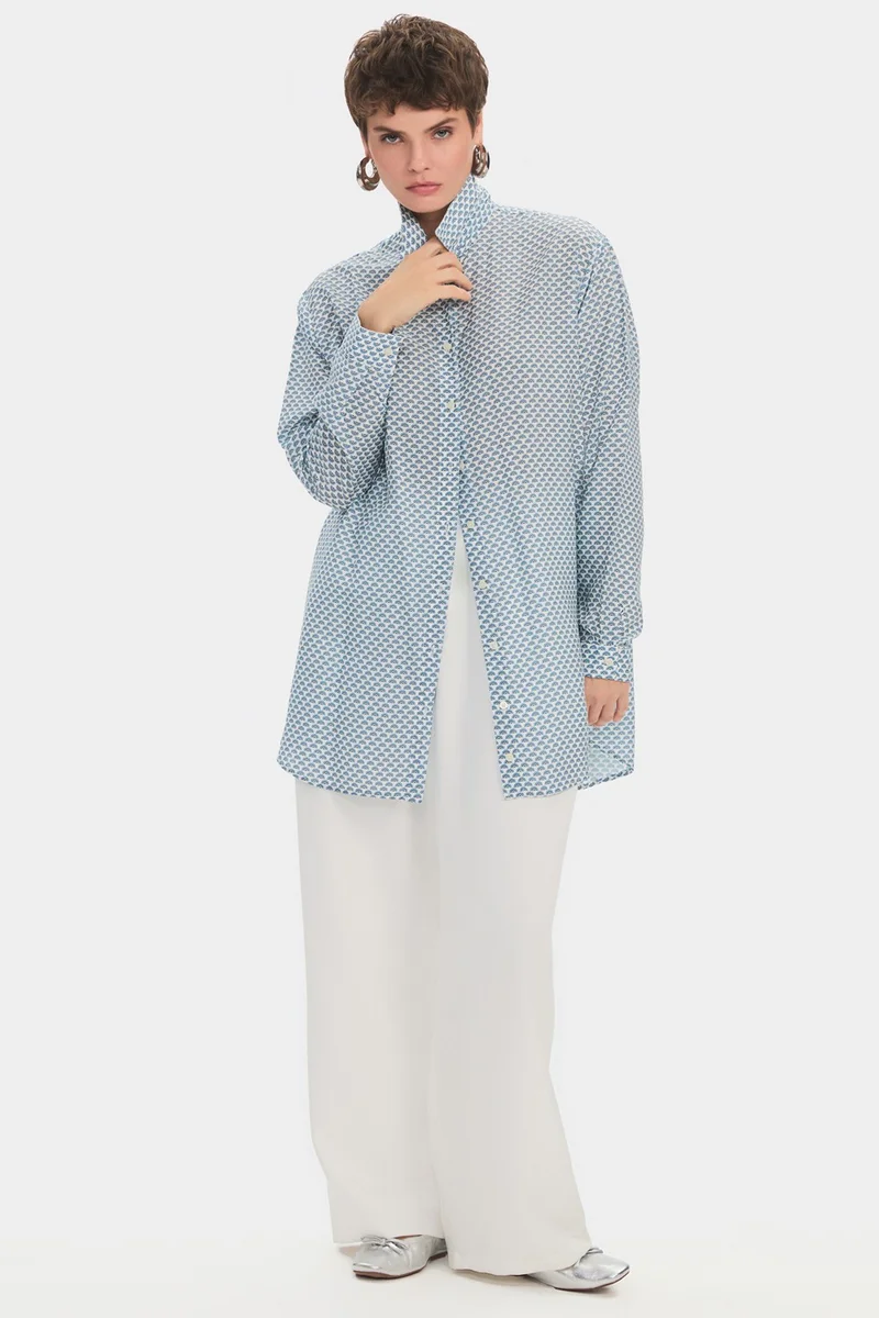 JUNE Women's Exclusive Wide Patterned Lyocell Shirt