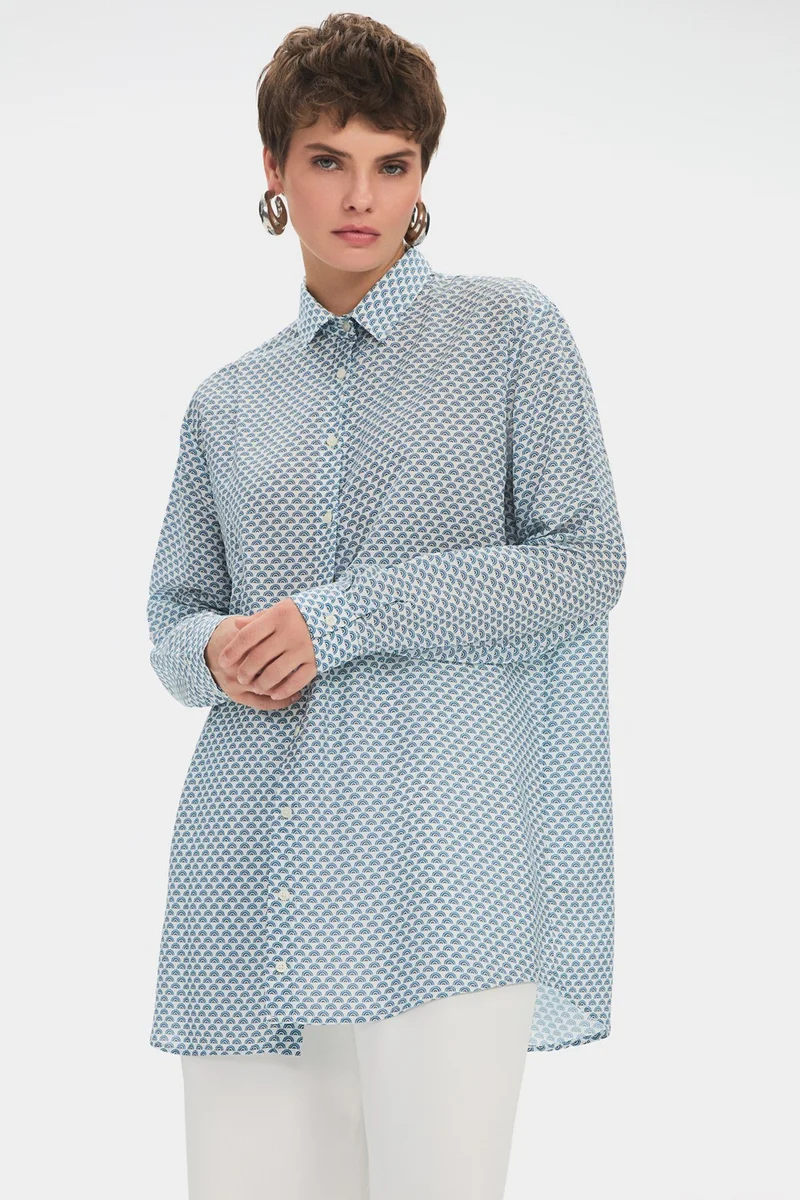 JUNE Women's Exclusive Wide Patterned Lyocell Shirt