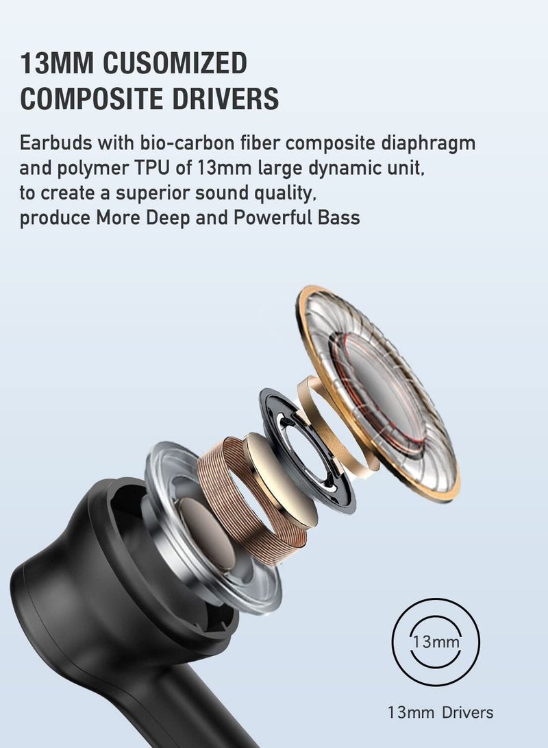 Arabest Bluetooth Earphones Wireless Earbuds in-Ear Headphones with 4 Mics for Clear Call, Immersive Sound Premium Bass for Commute, Work, IPX5 Waterproof for Sports, Type C, Fast Charging, Bluetooth 5.3 - Image 4