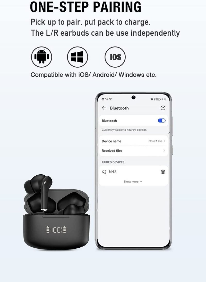 Arabest Bluetooth Earphones Wireless Earbuds in-Ear Headphones with 4 Mics for Clear Call, Immersive Sound Premium Bass for Commute, Work, IPX5 Waterproof for Sports, Type C, Fast Charging, Bluetooth 5.3 - Image 5