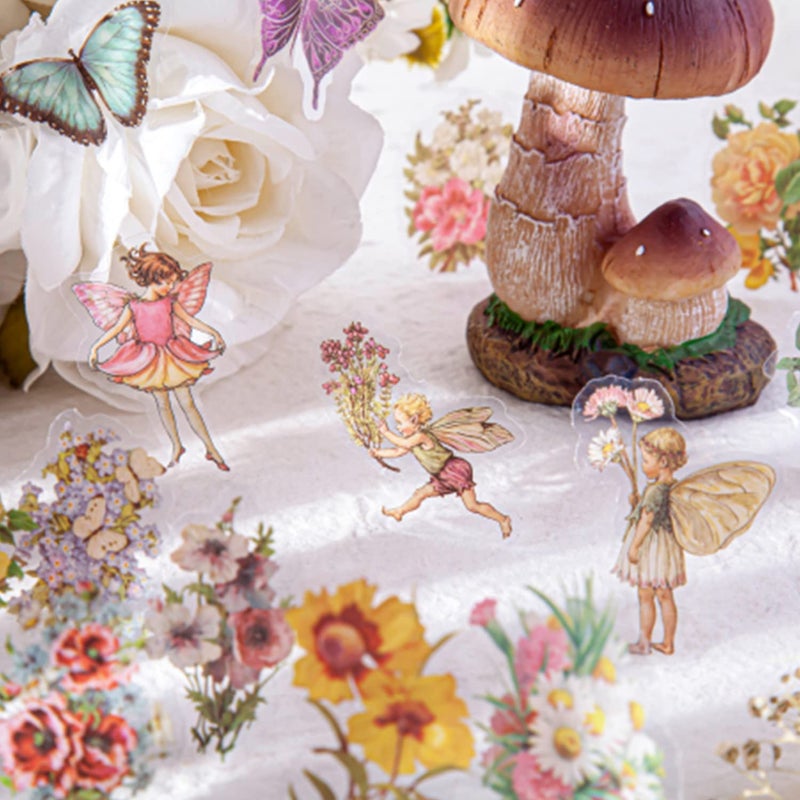 SIBLYMONA Vintage Fairy Stickers 4 Boxes 180 Pcs Transparent Floral Butterfly Journal Scrapbooking Supplies for Junk Journaling Cottagecore Rub On Transfers Crafts (NO.2) - Image 3