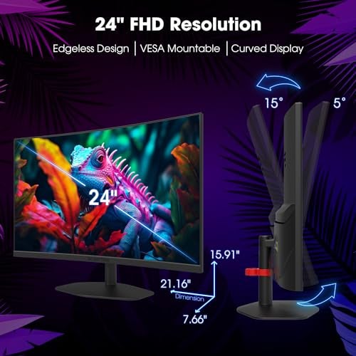 Sceptre Curved 24-inch Gaming Monitor 1ms 100Hz 1500R DisplayPort HDMI X2 Eye Care 100% sRGB Build-in Speakers, Machine Black 2025 (C248W-FW100T Series) - Image 3