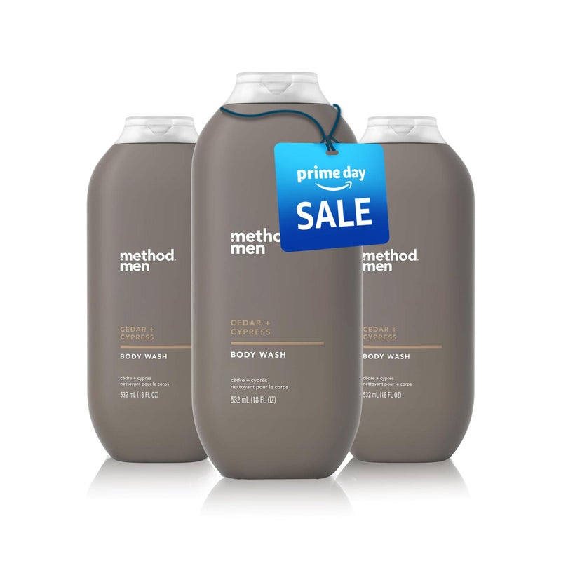 Method غسول جسم ميثود للرجال بخلاصة الأرز والسرو خالي من البارابين والفثالات 18 أونصة سائلة عبوة من 3