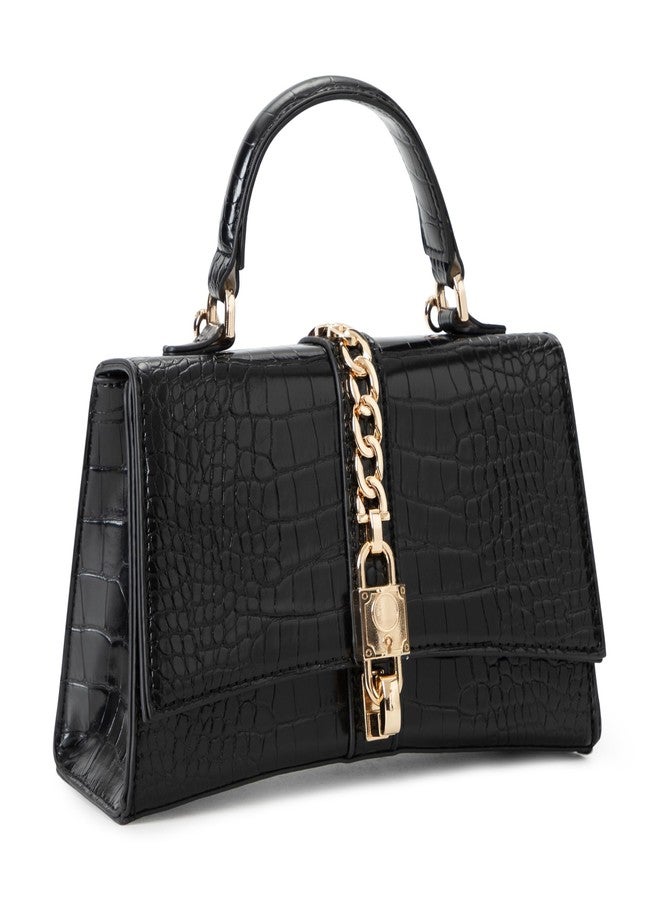Beatfull Top Handle Purses for Women Crossbody Stylish Crocodile Leather Satchel Bag Chain Square Shoulder Handbag Black - Image 1