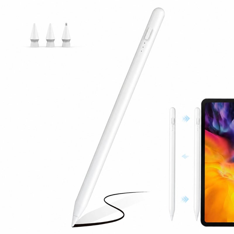 Stylus Pen for iPad: aluminum body, matte black, magnetic wireless charging 15-min fast charge, palm rejection, tilt sensitivity, compatible with iPad Pro 11/12.9, Air 4/5, Mini 6 - Image 1