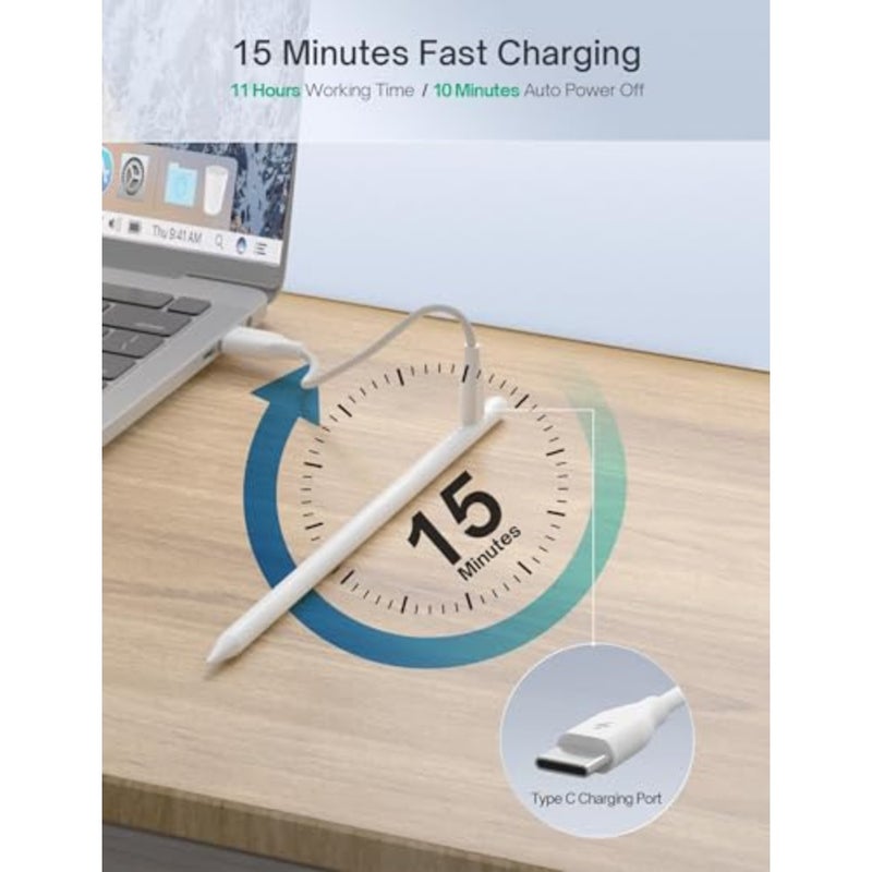 Stylus Pen for iPad: aluminum body, matte black, magnetic wireless charging 15-min fast charge, palm rejection, tilt sensitivity, compatible with iPad Pro 11/12.9, Air 4/5, Mini 6 - Image 3