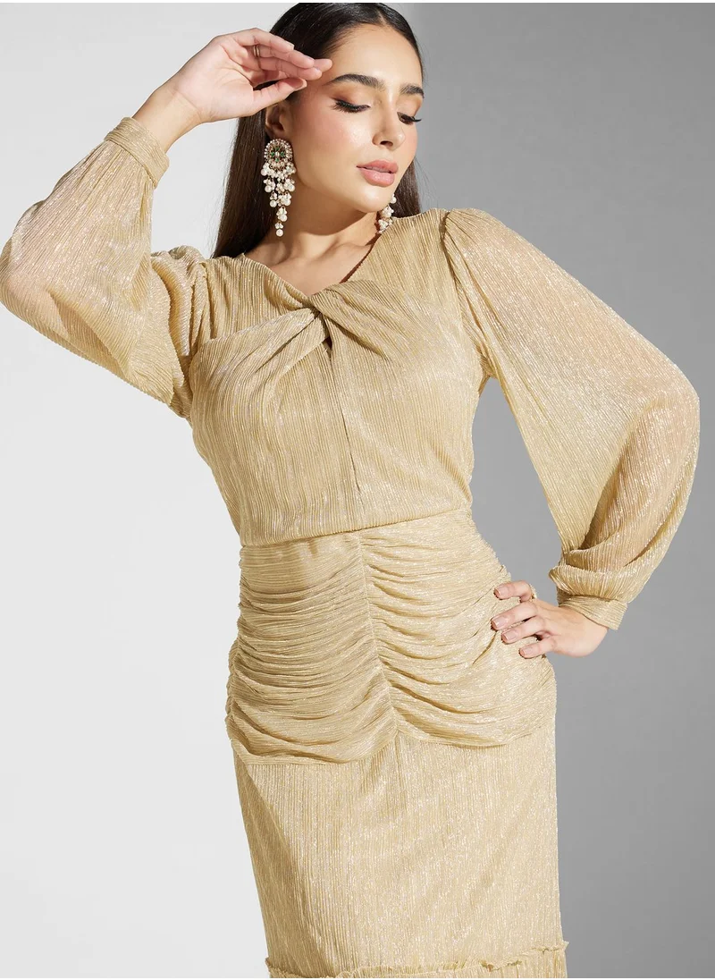 Ella Limited Edition Gold Pleated Dress