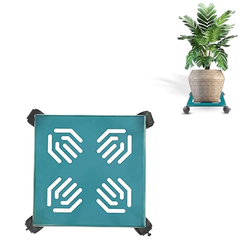 Sharpex Pack of 1 Metal Caddy Iron Dolly on Round Rack with Pre-Installed Wheels – Rustproof, Sturdy Plant Stand/Trolley for Indoor/Outdoor (Blue) - Image 1