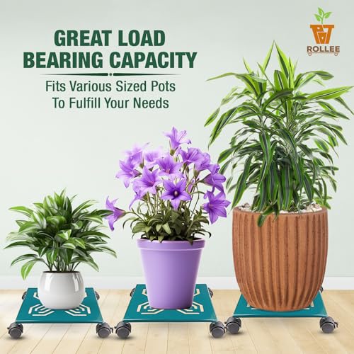 Sharpex Pack of 1 Metal Caddy Iron Dolly on Round Rack with Pre-Installed Wheels – Rustproof, Sturdy Plant Stand/Trolley for Indoor/Outdoor (Blue) - Image 5