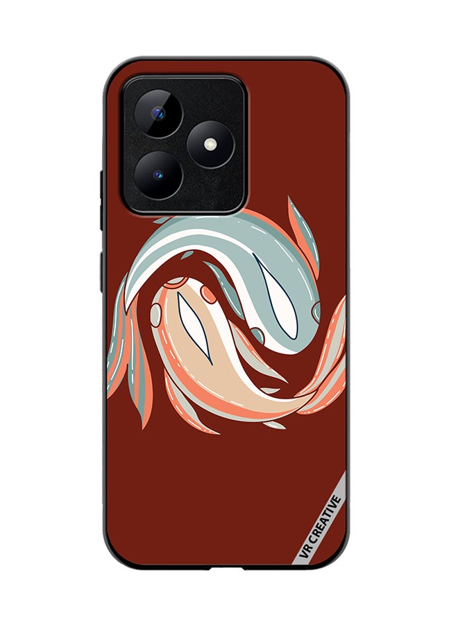 VR CREATIVE Protective Case Cover For Realme C53 Japanese Stylized Colored Fish In Orange And Blue Design Multicolour - Image 1