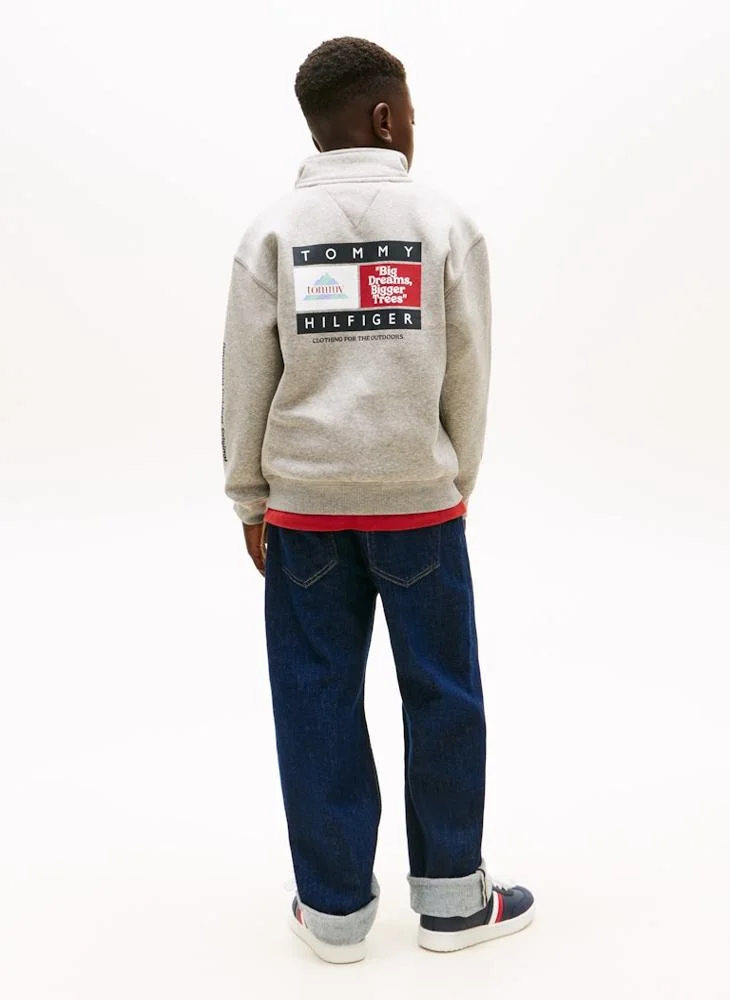 تومي هيلفيغر Youth Multi Print Half Zip Sweatshirt