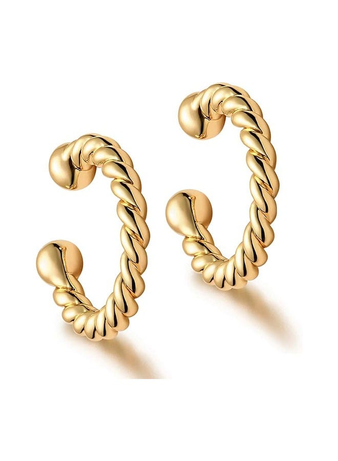 Mevecco Women Ear Cuff Earring Gold Non Pierced Ear Cartilage Clip on Wrap Hoop 14K Gold Filled Tiny Boho Beach Simple Minimalist Delicate Handmade Hypoallergenic Jewelry Gift-Sold as Single/Pair - Image 1