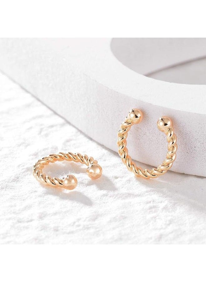 Mevecco Women Ear Cuff Earring Gold Non Pierced Ear Cartilage Clip on Wrap Hoop 14K Gold Filled Tiny Boho Beach Simple Minimalist Delicate Handmade Hypoallergenic Jewelry Gift-Sold as Single/Pair - Image 5