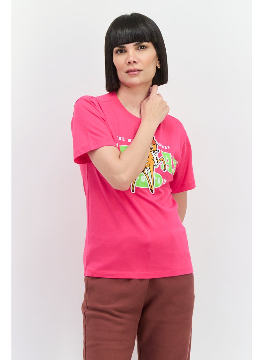adidas Originals Adidas Originals x Disney Women Sportswear Fit Short Sleeve Running T-Shirts, Pink  - Image 1
