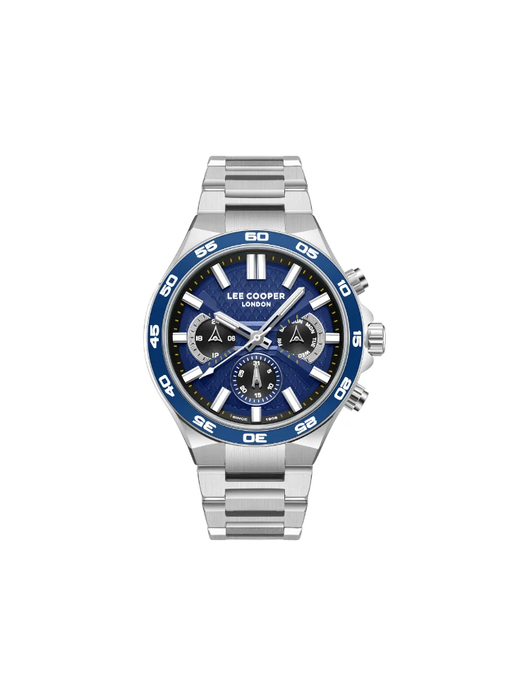 لي كوبر Men's Multi Function Display Watch With Silver Metal Strap - LC08067.390