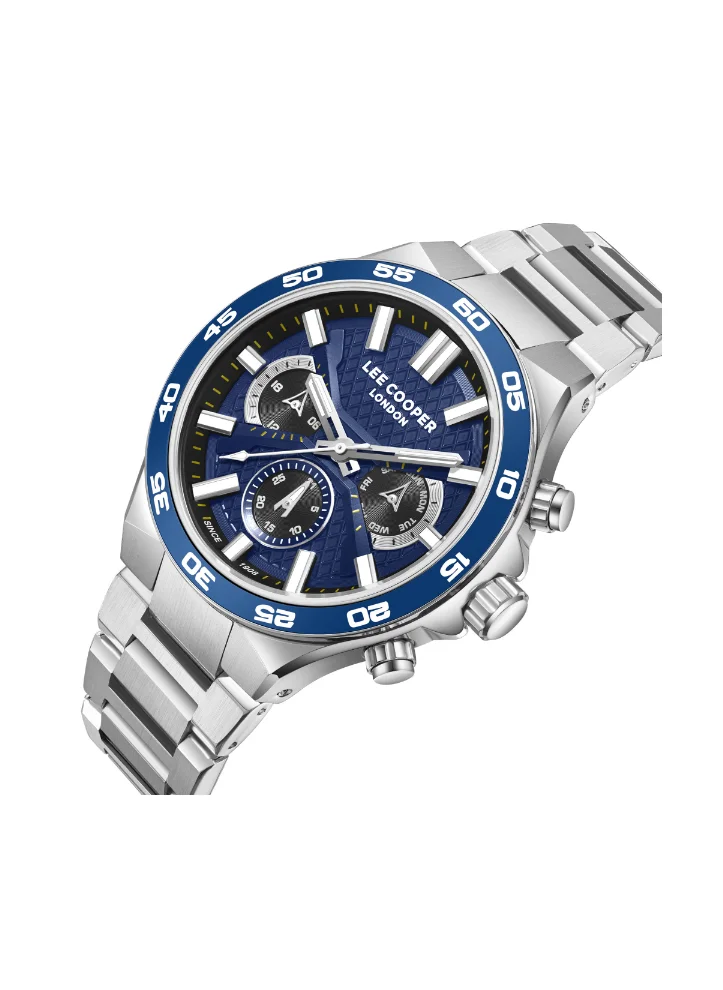 لي كوبر Men's Multi Function Display Watch With Silver Metal Strap - LC08067.390