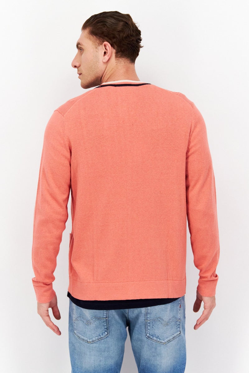 Lyle & Scott Men V-Neck Embroidered Knitted Cardigan, Pink - Image 4