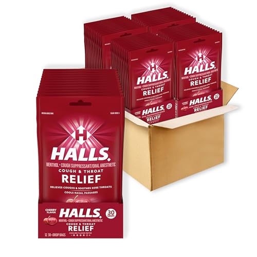 HALLS Relief Cherry Cough Drops, 48 Packs of 30 Drops (1440 Total Drops) - Image 1