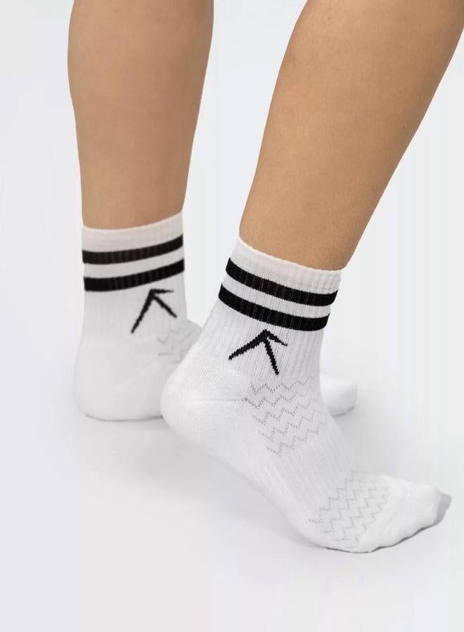 Wizard Pack of 3 - White Stripes Short Crew Cotton Socks - Image 1