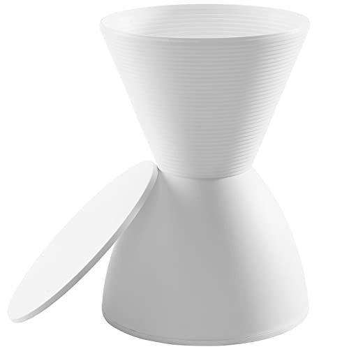 Modway Haste Contemporary Modern Hourglass Accent Stool in White - Image 1