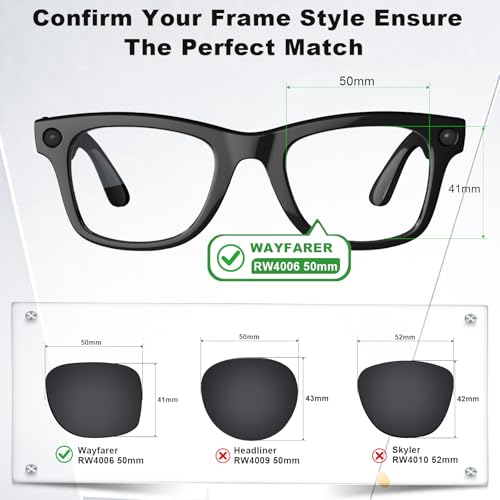 Vigamen Replacement Lenses Compatible with Ray-Ban Meta Wayfarer RW4006 50mm Smart Glasses For Women Men,Auto-Tinting UV Protection - Non Polarized-Photochromic - Image 2