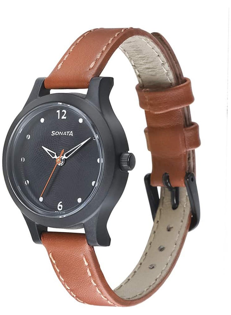 سوناتا ساعة يد نسائية جلدية دائرية بعقارب . مم - Image 2