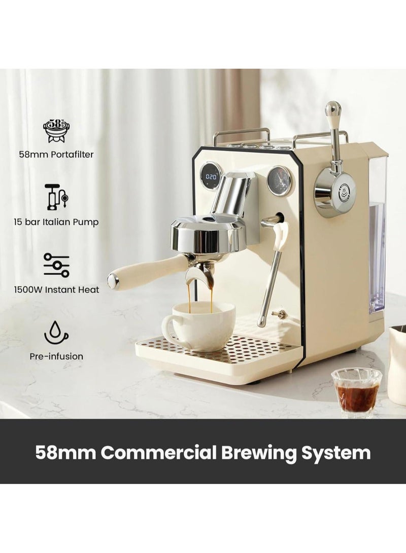 Mebashi Commercial Espresso Coffee Machine 15 Bar with 1.7L Water Tank – Italian ULKA Pump, Temperature Control - Image 5