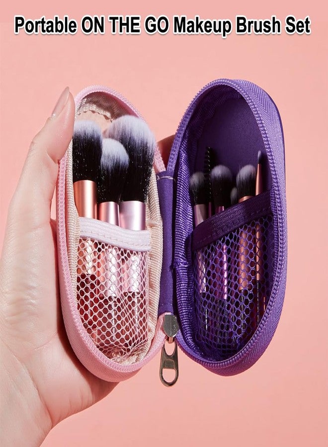Kingtree Travel Makeup Brush Set, 10Pcs Mini Makeup Brushes with Pouch Portable ON THE GO Makeup Brushes Travel Set, Easy-taken Full Complete Function Cosmetic Brushes for Flawless Makeup Looks - Image 2