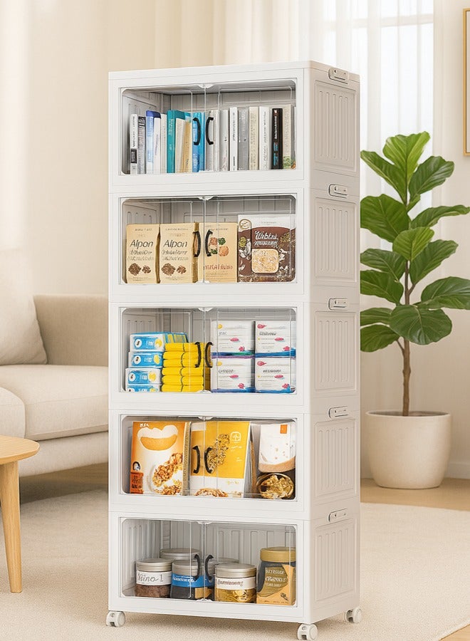 Generic Moisture-Proof Storage Cabinet, 5-Layer Foldable Drawer Shelves, Suitable for Storing Snacks, Cosmetics, and Toys  - Image 1