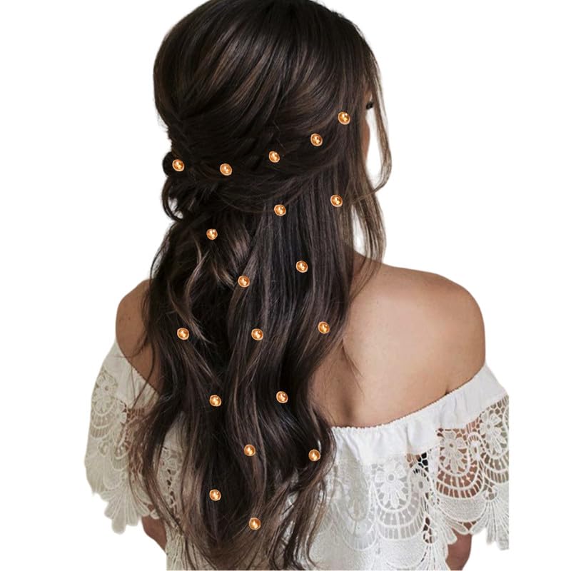 Hair Flare Copper Charm Elevate Your Look with PinFree Hair Stickers 36 Round Pieces per Pack2814Golden - Image 3