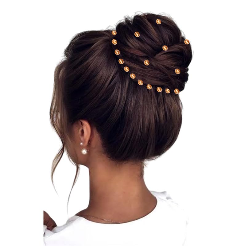 Hair Flare Copper Charm Elevate Your Look with PinFree Hair Stickers 36 Round Pieces per Pack2814Golden - Image 2