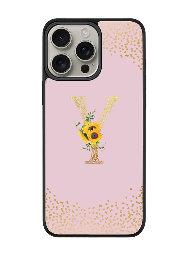 Stylizedd For iPhone 16 Pro Max Case [Compatible with MagSafe] Slim Magnetic cover Phone Case iPhone 16 Pro Max -Custom Floral Monogram - Y (Pink ) - Image 1