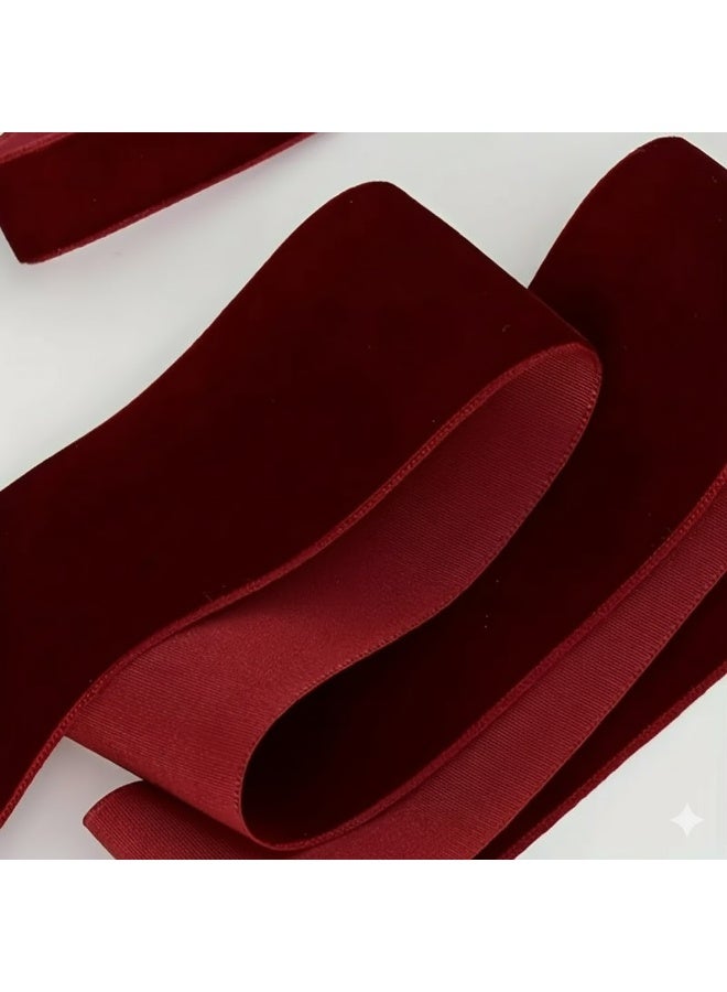 Kandid Christmas Velvet Gift Ribbon,  Party Craft ,Velvet Decoration Ribbon (5.0 cm) - Image 1