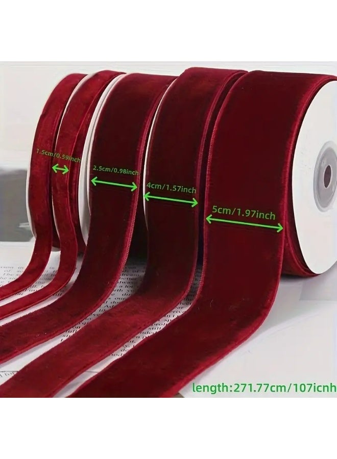 Kandid Christmas Velvet Gift Ribbon,  Party Craft ,Velvet Decoration Ribbon (5.0 cm) - Image 3