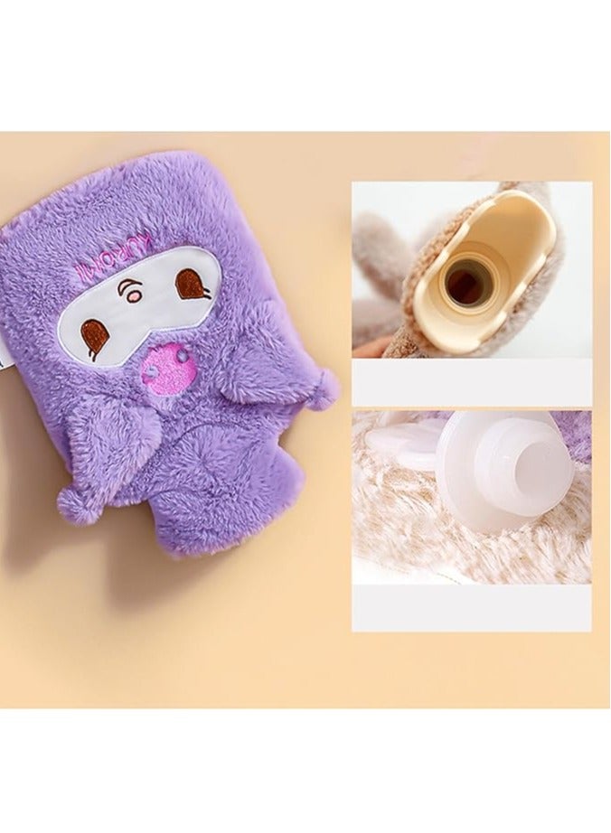 general 1 liter hot water bottle hand and foot heating hot water bottle and cold compress with cute anime character plush pain relief cover with cute faux fur case - Image 3