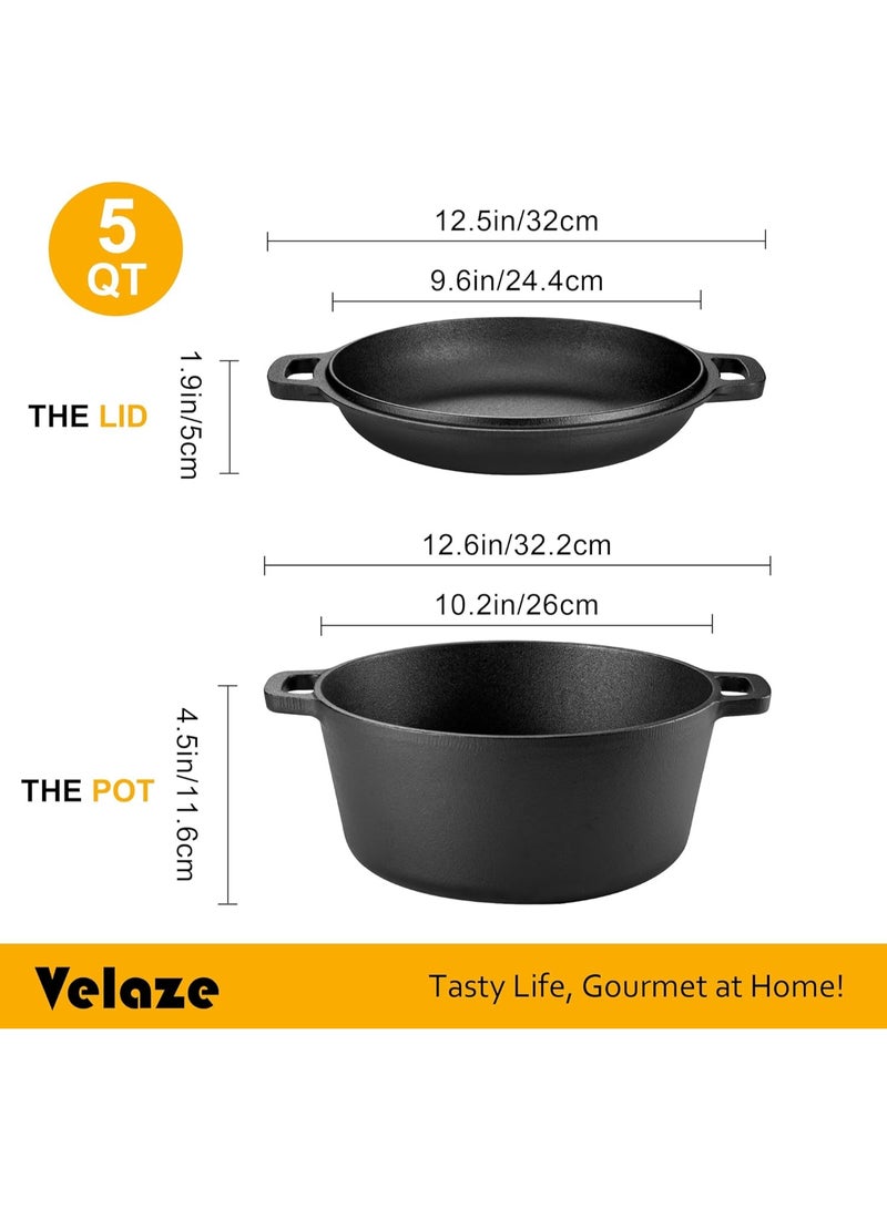 Arabest 10QT Camping Dutch Oven, Pre-Seasoned Cast Iron Camp Dutch Oven Pot with Lid, for Use in the Oven, on the Stove, Grill, or over the Campfire - Metal Handle, Lid Lifter, and Stand Support - Image 3