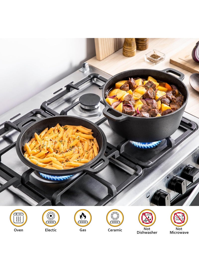 Arabest 10QT Camping Dutch Oven, Pre-Seasoned Cast Iron Camp Dutch Oven Pot with Lid, for Use in the Oven, on the Stove, Grill, or over the Campfire - Metal Handle, Lid Lifter, and Stand Support - Image 2