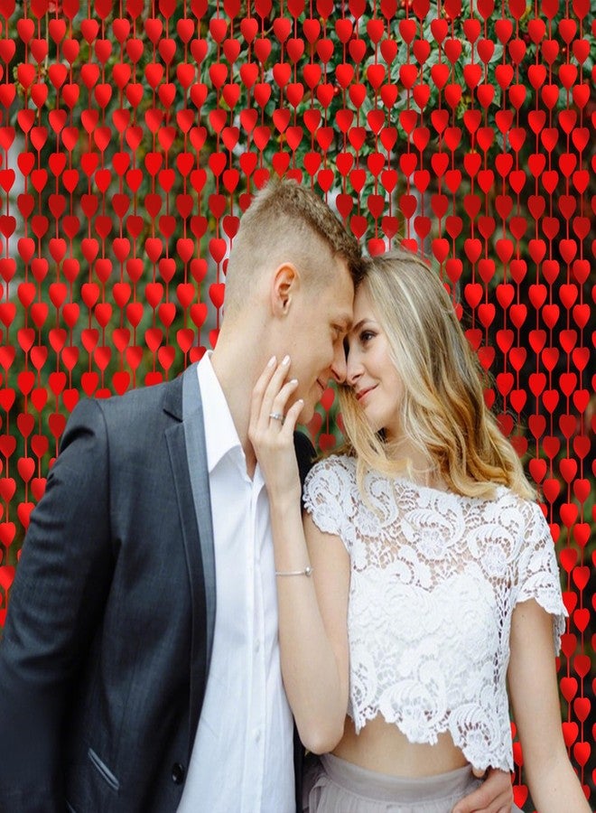 Jaciya Valentines Backdrop 4 Pack Valentine's Day Decorations Red Heart Foil Curtain Backdrop for Wedding Anniversary Birthday - Image 2