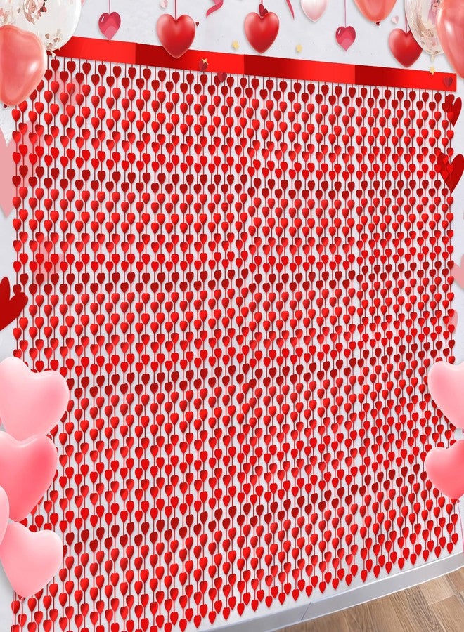 Jaciya Valentines Backdrop 4 Pack Valentine's Day Decorations Red Heart Foil Curtain Backdrop for Wedding Anniversary Birthday - Image 1