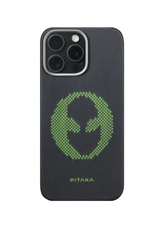 PITAKA pitaka for iPhone 16 Pro Max Case Compatible with MagSafe, Thin & Light Case iPhone 16 Pro Max with a Caseless Feel, Glow in The Dark, 1500D Aramid Fiber Woven Luminous Tactile Woven Case - Alien  - Image 2