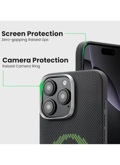 PITAKA pitaka for iPhone 16 Pro Max Case Compatible with MagSafe, Thin & Light Case iPhone 16 Pro Max with a Caseless Feel, Glow in The Dark, 1500D Aramid Fiber Woven Luminous Tactile Woven Case - Alien  - Image 5