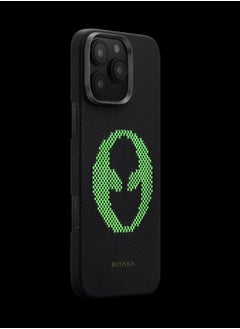 PITAKA pitaka for iPhone 16 Pro Max Case Compatible with MagSafe, Thin & Light Case iPhone 16 Pro Max with a Caseless Feel, Glow in The Dark, 1500D Aramid Fiber Woven Luminous Tactile Woven Case - Alien  - Image 4