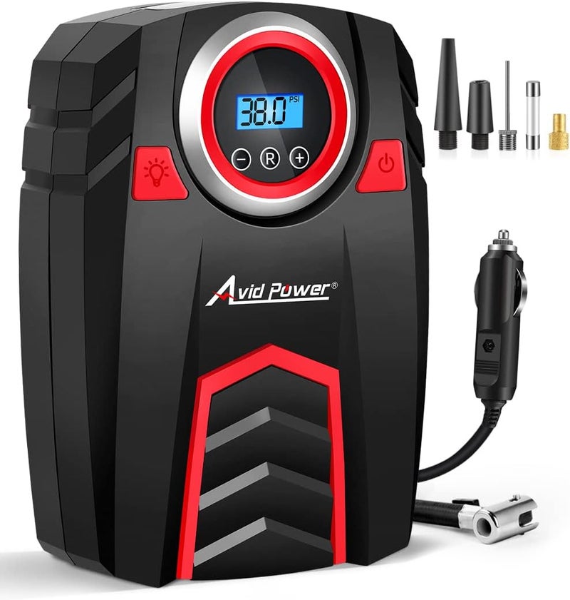 Avid Power 12V DC Air Compressor with Digital Pressure Gauge and LED Light - Image 1
