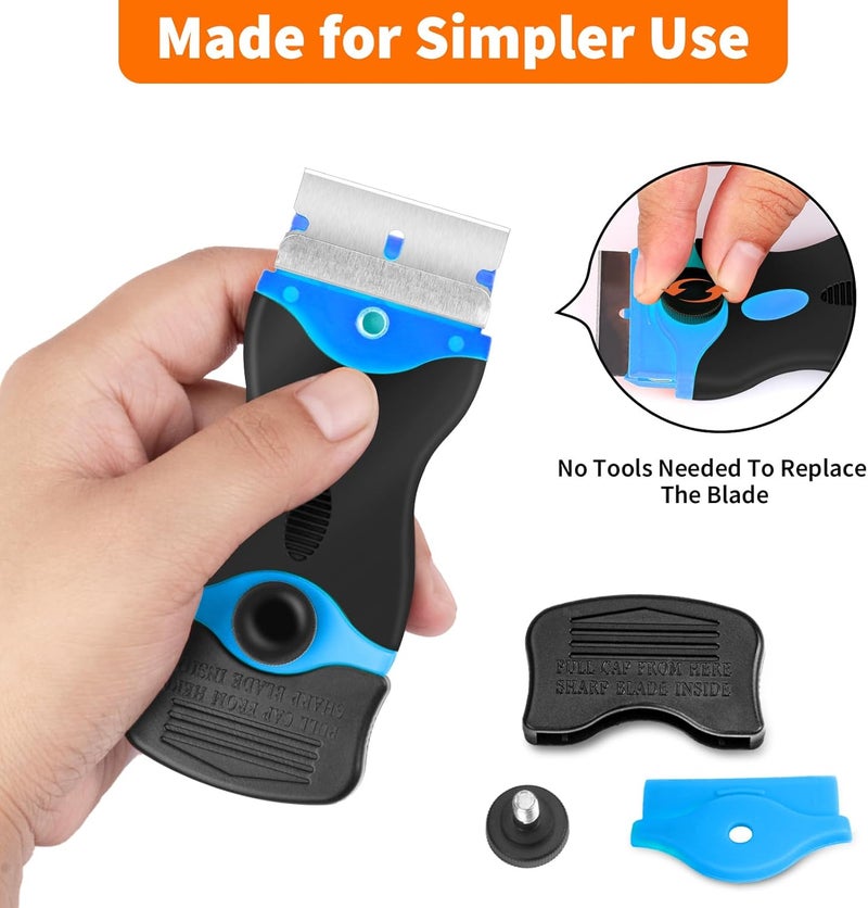 Nalisence Plastic Razor Blade Scraper Double Ended - Scraper Tool With 40pcs Metal & Plastic Razor Blades, Vinyl, Paint, Sticker Removal Tool For Cleaning Car, Window, Glass, Wood, Non Scratch - Image 5