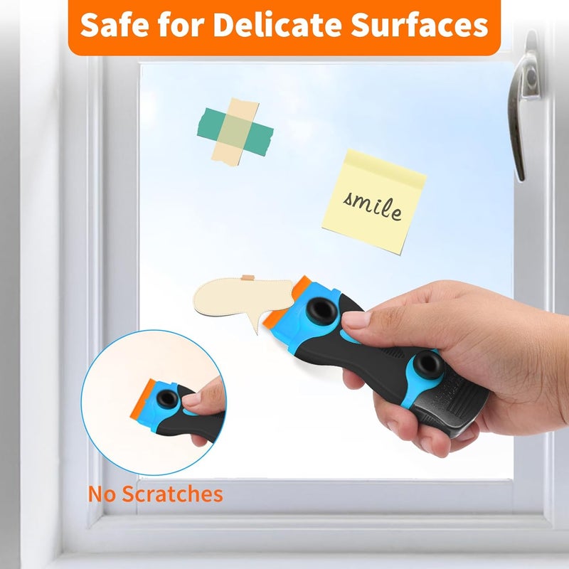 Nalisence Plastic Razor Blade Scraper Double Ended - Scraper Tool With 40pcs Metal & Plastic Razor Blades, Vinyl, Paint, Sticker Removal Tool For Cleaning Car, Window, Glass, Wood, Non Scratch - Image 4