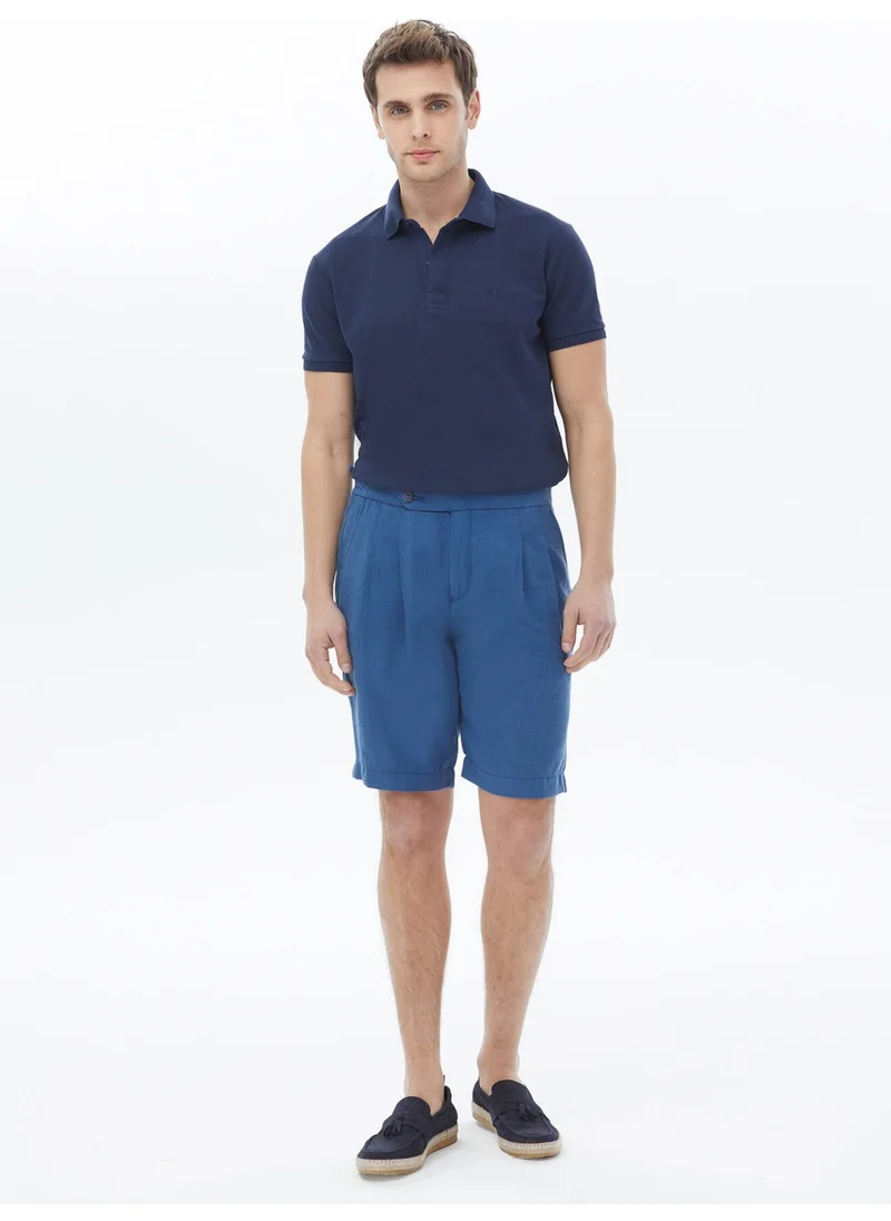 Kip Blue Woven Casual Bermuda